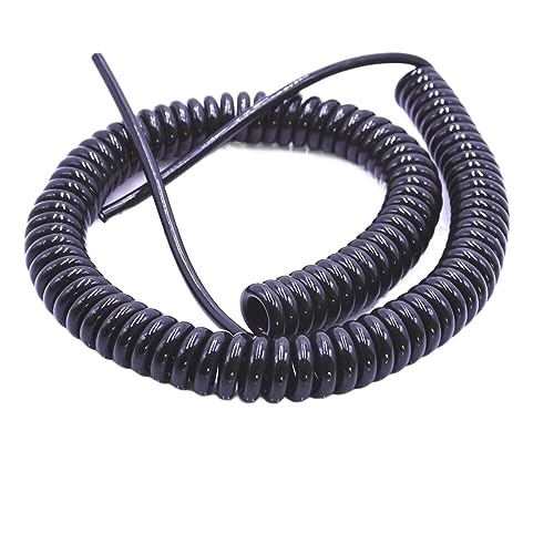 Elektrisches Kabel, 2,5 Meter schwarzes Teleskop-Netzkabel, dehnbarer Draht, 2-adriges 12-adriges Federspiralkabel, Solarummantelt(6core,14AWG 2.0mm) von uHLANQC