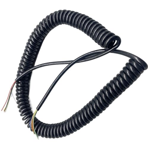 Elektrisches Kabel, 6-adriges 24AWG-Stretch-Netzkabel, Spiral-Netzkabel, Feder-Spiralkabelkern, schwarzer Teleskopdraht, einziehbare Spule(6 core 0.2mm2 Stretch 2.5 meter) von uHLANQC