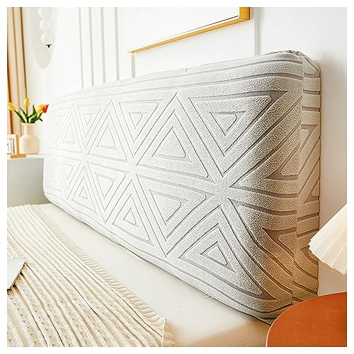 Kopfteilbezug, Kopfteilbezüge Schonbezug-Sets,Stretch-Bettkopfteilbezüge,Einfarbiger 3D-Schutzbezug for Gepolstertes Kopfteil,Beige,220cm(Light Grey,200cm) von uHLANQC