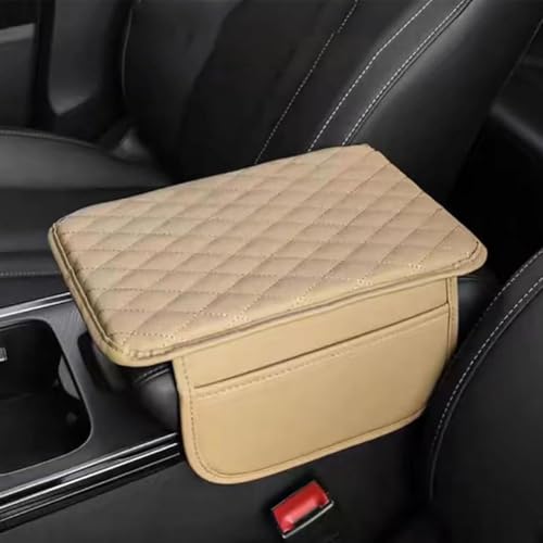 Mittelkonsolenabdeckung, For Lexus GX SUV 400 /GX 460 470 OR Overland, Armlehnenbox-Polster aus Pu-Leder, Komfort-Armlehnenkissen mit 2 Aufbewahrungstaschen, Zubehör(Beige) von uHLANQC