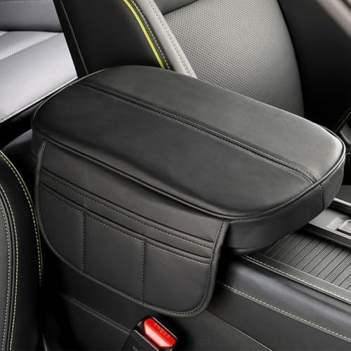 Mittelkonsolenabdeckung, For Toyota Grand Highlander 2023 2024 2025, Pu-Lederbezüge, Armlehnenpolster, Schutz, komfortables Innenzubehör(Black) von uHLANQC