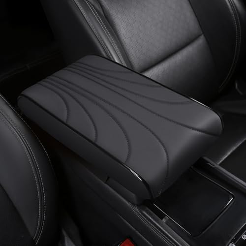 Mittelkonsolenabdeckung, For Toyota RAV4 XA50 RAV 4 2019-2024, Armlehnenbox-Pad, Leder-Armlehnenkissen-Pads, bequemes, wasserdichtes Innenzubehör(A/Black,31 * 16 * 5cm) von uHLANQC