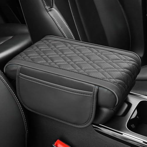 Mittelkonsolenabdeckung, For Toyota RAV4 XA50 RAV 4 2019-2024, Leder-Armlehnenkissen, wasserdicht, bequem, atmungsaktiv, Armlehnenpolster mit 2 Aufbewahrungstaschen(A/Black,32 * 18 * 5cm) von uHLANQC