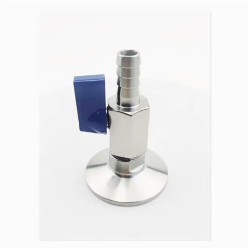 Tri-Clamp-Weinauslassventiladapter mit 7-20 mm Schlauchanschluss, Homebrew-Entwässerungsventilflansch OD25.4 oder 50,5 Edelstahl 304(Blue Handle,OD25.4MM-8MM) von uHLANQC