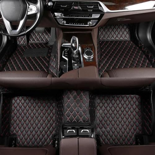 uHLANQC Autofußmatten Teppich for BMW 8 Series G14 2018 2019 2020 2021 2022 2023 Auto-Fußmatten-Innenausstattung Anti-Rutsch-Teppich-Fußmatten-Set(Black Red 4pcs) von uHLANQC