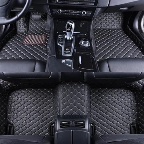 uHLANQC Autofußmatten Teppich for Kia for Sorento 2017 7 Sitze Auto-Bodenmatte Leder Anti-Rutsch-Teppich-Fußpolster-Set Auto-Innenausstattung Bodenmatten-Set(LHD-Black beige) von uHLANQC