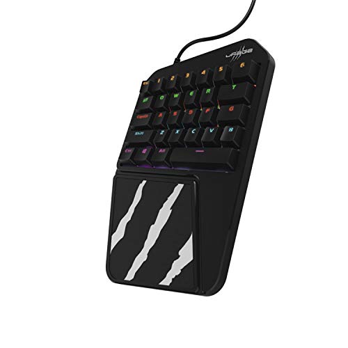 uRage Gaming-Keyboard “3rgo 1H”, schwarz, mechanische One-Hand-Gaming-Tastatur mit Handballenauflage, Anti-Ghosting, RGB-Beleuchtung, kabelgebunden, 10 Mio. Anschläge, 25 x 19 x 4 cm von Hama