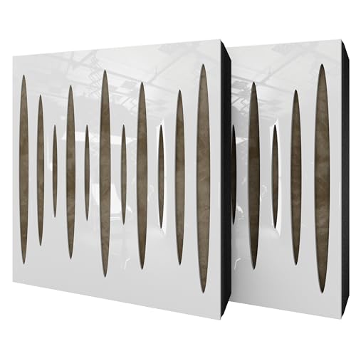 2 Stück – diffuse schallabsorbierende Akustikplatte mit Samtstoff und Montageset | 50 x 50 x 5 cm | Reflexion – Schalldämmung – Isolierung | Akustikbehandlung für Zuhause [Pulsar – weißer Kunststoff | von ua acoustics