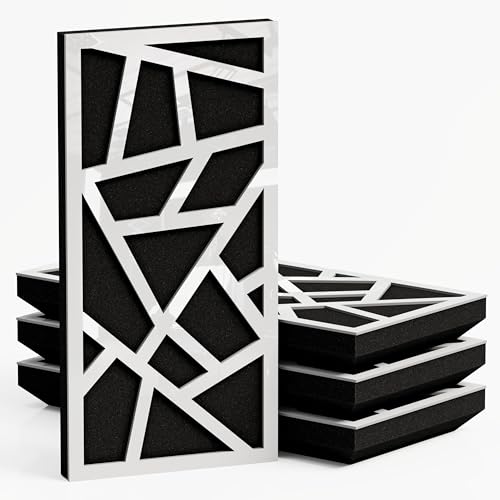 4 Stück – schmale Schallabsorption, diffuse Akustikplatte, 50 x 25 cm, Absorption – Diffusion – Reflexion – Schalldämmung | Modellstärke – Farbe: (Skyross – 53 mm | weißer glänzender Kunststoff) von ua acoustics