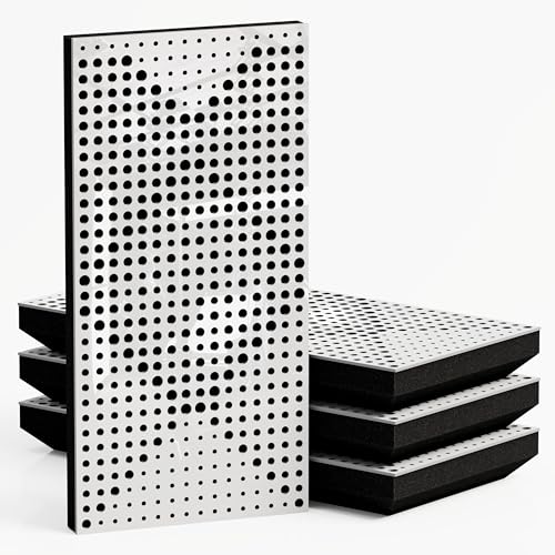 4er-Pack – Schmaler schallabsorbierender Akustik-Diffusionspanel | 50x25cm | Diffusion – Reflexion – Schalldämmung | Modell – Dicke – Farbe: [WILDS - 53mm | Weiß glänzender Kunststoff] von ua acoustics