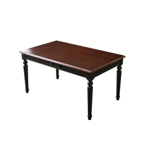 uadyie Esstisch Retro-schwarzer, Farblich Passender Tisch for Zuhause Mit Rechteckigem Esstisch Aus Massivholz Mit Schublade Esstisch(A:135CM*85CM*76CM) von uadyie