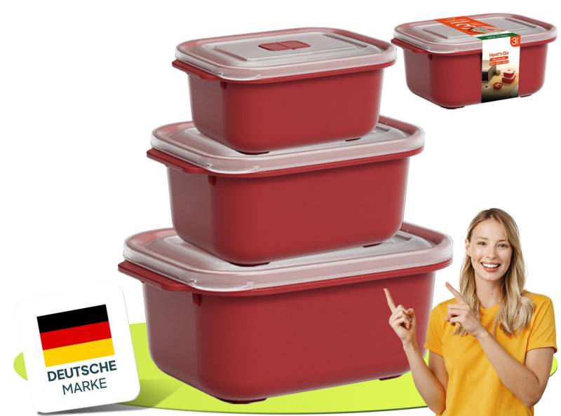 uandu home Frischhaltedose Frischhaltedosen mit Deckel, Mikrowellen Geschirr, BPA Frei Plastikbox, (Set, 3er Set), Vorratsdosen Luftdicht Set, Meal Prep Boxen von uandu home