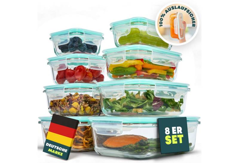 uandu home Frischhaltedose Glasbehälter mit Deckel, Frischhaltedosen Glas mit Deckel, (glasdosen mit deckel set, glas tupper mit deckel, glass food container, frischhaltedosen mit deckel glas, glasdose mit deckel, Borosilikatglas mit Deckel, Meal prep Gläser), Glasdosen mit Deckel Set, Meal prep Boxen Glas von uandu home