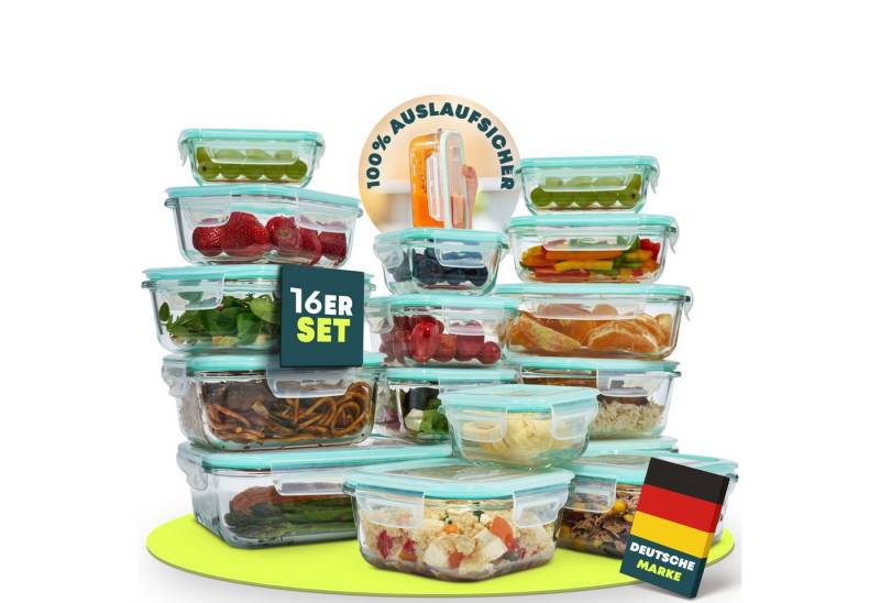uandu home Frischhaltedose Glasbehälter mit Deckel, Frischhaltedosen Glas mit Deckel, (glasdosen mit deckel set, glas tupper mit deckel, glass food container, frischhaltedosen mit deckel glas, glasdose mit deckel, Borosilikatglas mit Deckel, Meal prep Gläser), Glasdosen mit Deckel Set, Meal prep Boxen Glas von uandu home