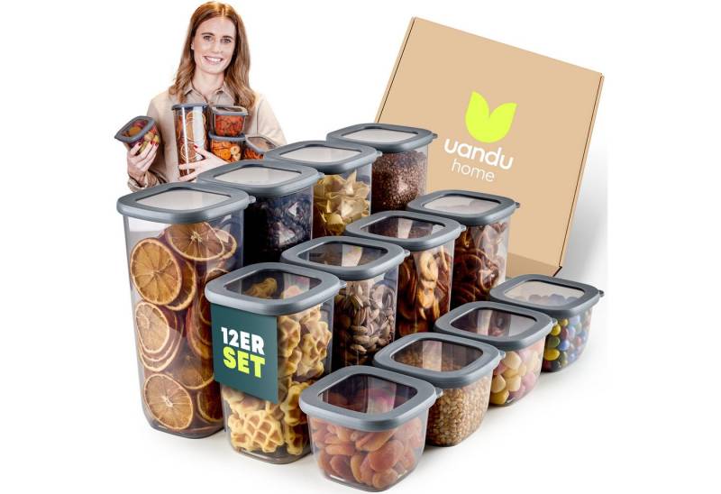 uandu home Vorratsdose Vorratsdosen mit Deckel Luftdicht, Vorratsbehälter Set, BPA Frei, (Vorratsbehälter Set, Aufbewahrungsbox Küche, Luftdichte Aufbewahrungsbox im Set inkl. 80 Etiketten, BPA Frei Kunststoff, Vorratsbehälter Set, Vorratsdosen für alle trockenen Lebensmittel), Tupperdosen Set, Meal Prep Boxen, Aufbewahrungsbox Küche von uandu home