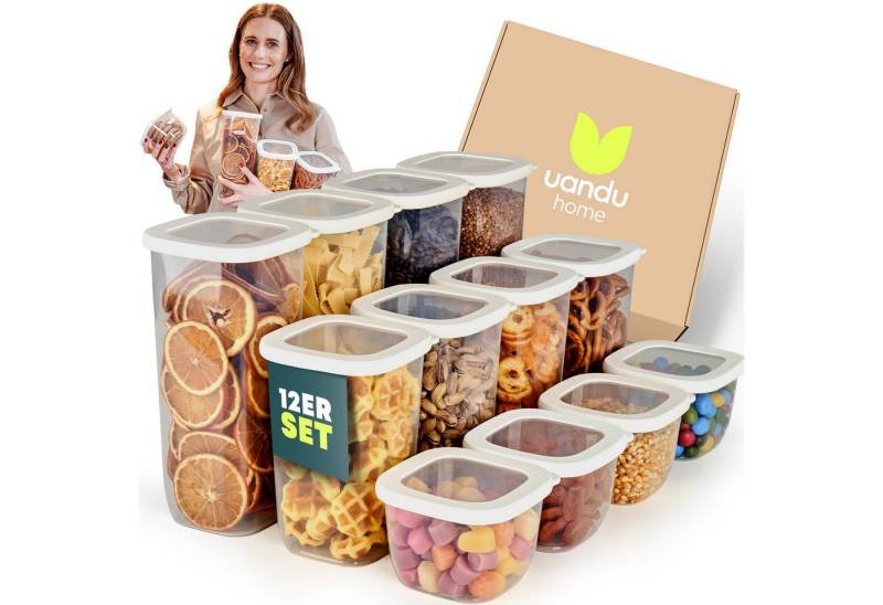 uandu home Vorratsdose Vorratsdosen mit Deckel Luftdicht, Vorratsbehälter Set, BPA Frei, (Vorratsbehälter Set, Aufbewahrungsbox Küche, Luftdichte Aufbewahrungsbox im Set inkl. 80 Etiketten, BPA Frei Kunststoff, Vorratsbehälter Set, Vorratsdosen für alle trockenen Lebensmittel), Tupperdosen Set, Meal Prep Boxen, Aufbewahrungsbox Küche von uandu home
