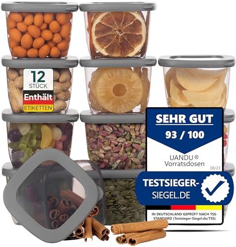 uandu Vorratsdosen mit Deckel Luftdicht - 12er Vorratsbehälter Set | Aufbewahrungsbox Küche Aufbewahrung & Organisation | BPA Frei | Küchen Organizer | Vorratsdosen für alle trockenen Lebensmittel von uandu