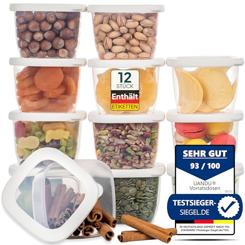 uandu Vorratsdosen mit Deckel Luftdicht Klein 12er Vorratsbehälter Set | Aufbewahrungsbox Küche Aufbewahrung & Organisation | BPA Frei | Küchen Organizer | Vorratsdosen für alle trockenen Lebensmittel von uandu