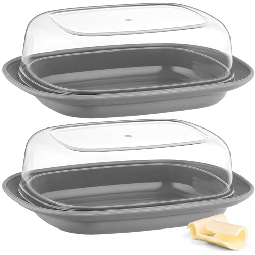 uandu Butterdose mit Deckel Kunststoff, Butterschale mit Deckel, Butterdose spülmaschinenfest, Butterbox, Butterbehälter, Butter dish, Butter Box Dose, Butterdosen - Anthrazit x2 von uandu