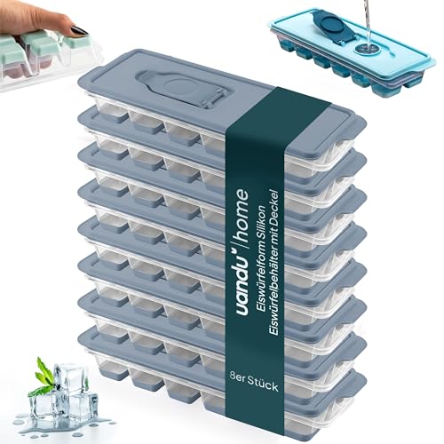 uandu Eiswürfelform Silikon | Eiswürfelbehälter mit Deckel | Eiswürfelbehälter Silikon | Eiswürfelformen & Eiswürfelschalen für Ice Cube Tray zum einfachen Lösen BPA Frei Flexible Eiswürfel -Dunklblau von uandu