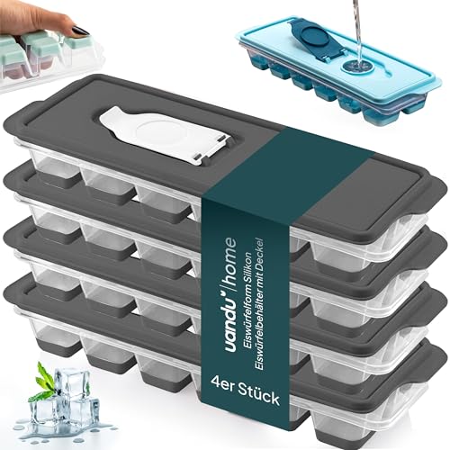uandu Eiswürfelform Silikon | Eiswürfelbehälter mit Deckel | Eiswürfelbehälter Silikon | Eiswürfelformen & Eiswürfelschalen für - Ice Cube Tray zum einfachen Lösen BPA Frei Flexible Eiswürfel -Anthrzt von uandu
