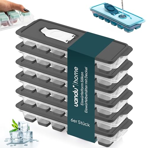 uandu Eiswürfelform Silikon | Eiswürfelbehälter mit Deckel | Eiswürfelbehälter Silikon | Eiswürfelformen & Eiswürfelschalen für - Ice Cube Tray zum einfachen Lösen BPA Frei Flexible Eiswürfel -Anthrzt von uandu