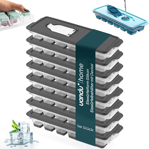 uandu Eiswürfelform Silikon | Eiswürfelbehälter mit Deckel | Eiswürfelbehälter Silikon | Eiswürfelformen & Eiswürfelschalen für - Ice Cube Tray zum einfachen Lösen BPA Frei Flexible Eiswürfel -Anthrzt von uandu