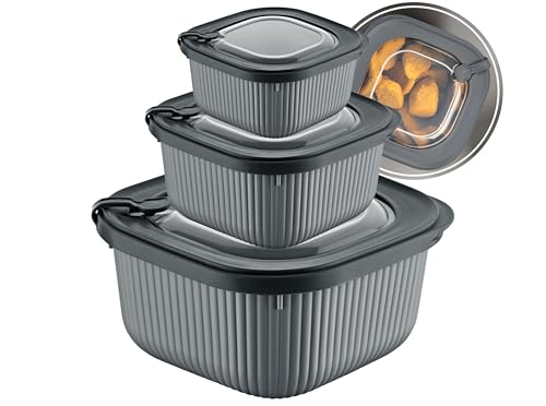 uandu Frischhaltedosen mit Deckel, Mikrowellen Geschirr 3er Set, Vorratsdosen Luftdicht Set, Meal Prep Boxen, BPA- Freie Plastikbox mit Deckel von uandu