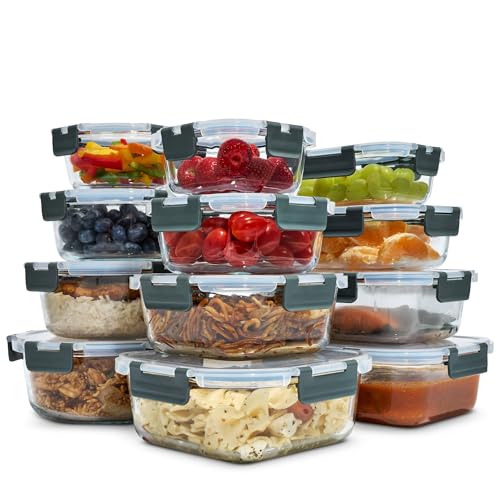 uandu Glasbehälter mit Deckel, 12- teilig, Meal prep Gläser, Frischhaltedosen Glas mit Deckel, Glasdosen mit Deckel Set, Meal prep Boxen uandu Glasbehälter mit Deckel, 12- teilig, Meal prep Gläser, Frischhaltedosen Glas mit Deckel, Glasdosen mit Deckel Set, Meal prep Boxen von uandu