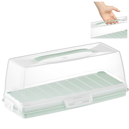 uandu Kuchen Transportbox | Rechteckig Kastenform | Tortentransportbox mit Haube und Griff. Box mit Deckel | Kuchenplatte | Aufbewahrungsbox | Kuchenbehälter | BPA Frei Tortenbehälter | Servierplatte von uandu