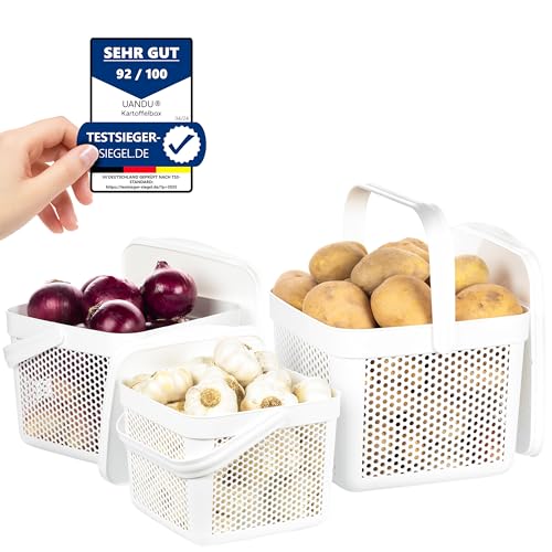 uandu Kartoffel Aufbewahrungsbox Küche, Zwiebeln, Knoblauch Aufbewahrung, Korb für Spielzeug, Wäschekorb, Regal Korb, Aufbewahrungskorb für Bad, Vorratskorb, Küchen Aufbewahrung & Organizer -Weiß von uandu