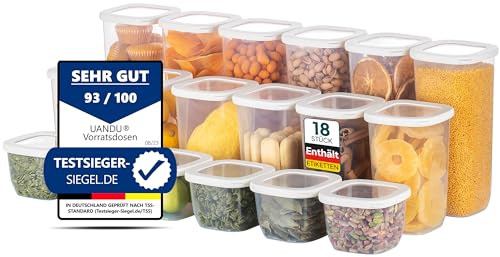 uandu Vorratsdosen mit Deckel Luftdicht - 18er Vorratsbehälter Set | Aufbewahrungsbox Küche Aufbewahrung & Organisation | BPA Frei | Küchen Organizer | Vorratsdosen für alle trockenen Lebensmittel von uandu