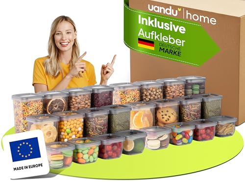 uandu Vorratsdosen mit Deckel Luftdicht | Aufbewahrungsbox Küche | Aufbewahrung & Organisation | Vorratsdosen Set | BPA Frei | Küchen Organizer | 24er Vorratsbehälter Set | Küchenzubehör | Vorratsdose von uandu