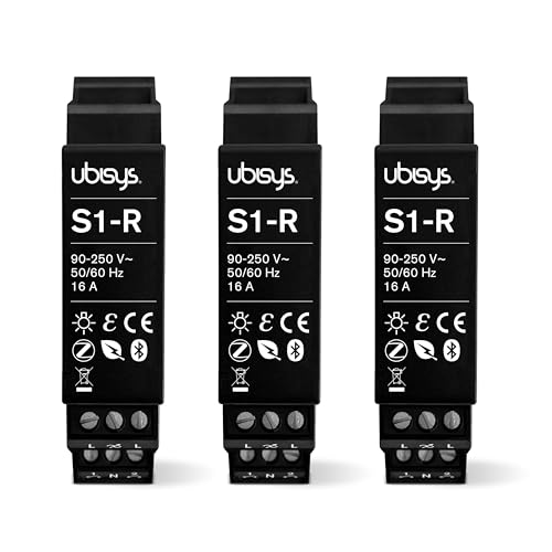 Erweiterungs-Set "Schalter-R 3" | 3x ubisys Zigbee/Bluetooth Schaltaktor S1-R (Series 2): Schaltet bis zu 16A | Zigbee Direct | Auch ohne Gateway steuerbar | Stromstossrelais | Sie sparen 14€. von ubisys