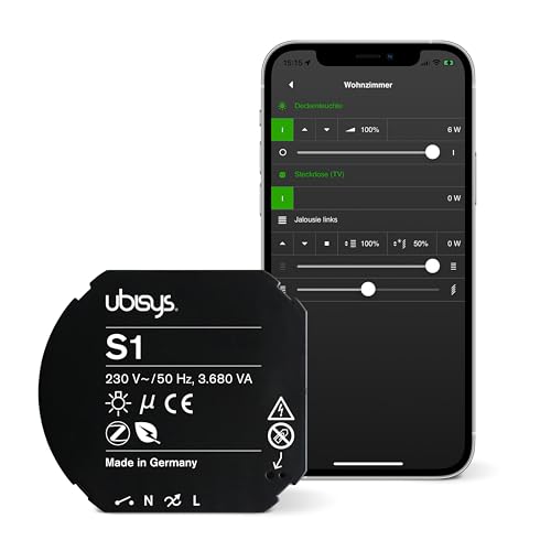 ubisys Zigbee Schaltaktor S1: Zigbee Funk-Schalter zum Nachrüsten | Bis zu 3.680VA schalten | Für eine intelligente Beleuchtung bzw. Verbrauchersteuerung in Ihrem Smart Home. von ubisys
