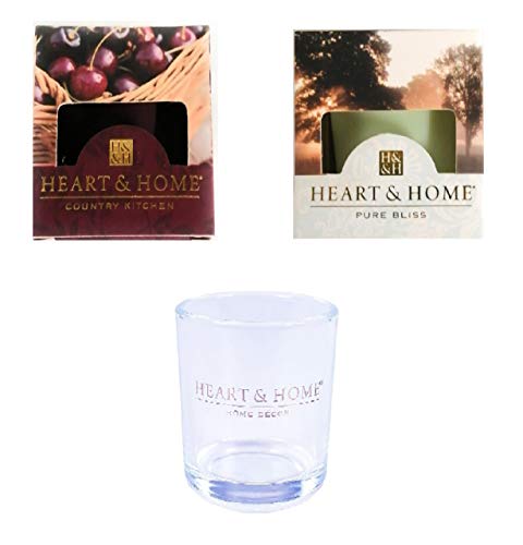 Heart an Home – Set mit 2 Votivkerzen + 1 Votivglas – Duft von Petit Morgen und schwarzer Kirsche von udc