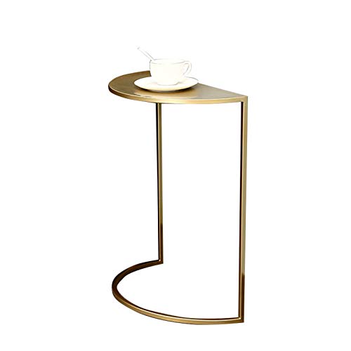 Halbrunder Beistelltisch C-förmig, Couchtisch Aus Metall Mit Eisenrahmen, Beistelltisch Für Den Lesesaal Der Teestube, Golden(Size:40 * 20 * 50CM) von uemlle