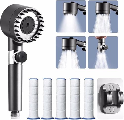 Duschkopf Hochdruck Wassersparend Handbrause Massagedusche mit 4 Modi Halterung 5 Filter Verstellbarer von ueslwser