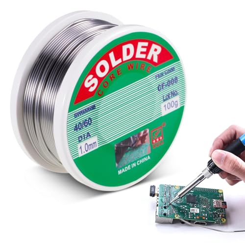 Lötzinn mit Flussmittel, Lötdraht 1mm 100g, Solder Wire Mit Kolophoniumkern für Elektronikreparaturen, Heimwerkerarbeiten und Modellbau von ueslwser