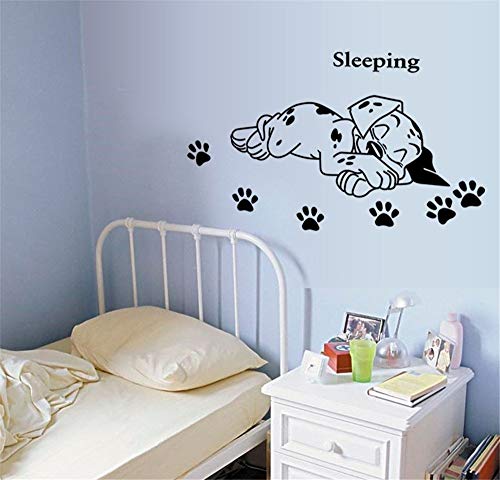 ufengke Karikatur Niedlichen Schlafenwelpe Hund Pfotenabdrücke Wandsticker,Kinderzimmer Babyzimmer Entfernbare Wandtattoos Wandbilder von ufengke