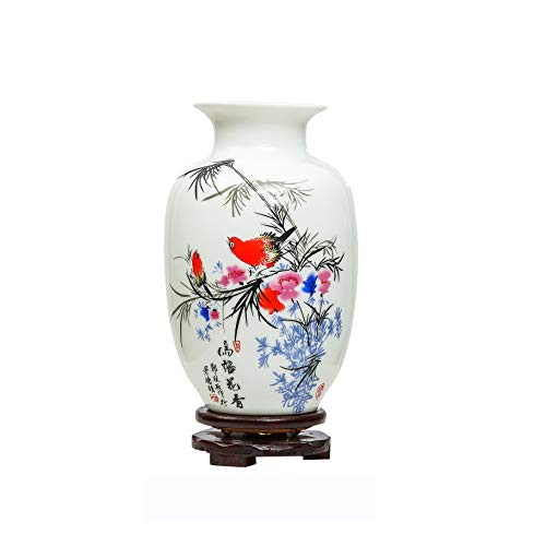 Chinesische Vogel Und Blumenvase, Jing Dezhen Weiße Kleine Keramikvase Antike Vasen, Kunst Dekorative Vase Für Haushalt, Büro, Hochzeit, Party von ufengke
