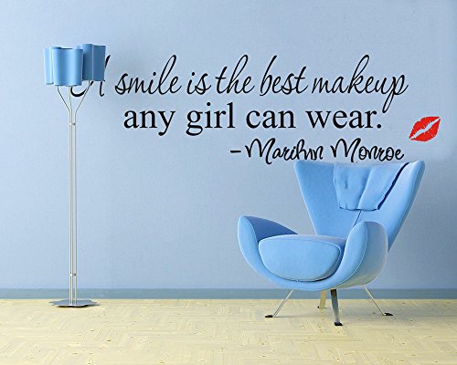 ufengke® "A Smile Is The Best Makeup Any Girl Can Wear" Marilyn Monroe Zitate Und Sprüche Wandsticker, Wohnzimmer Schlafzimmer Entfernbare Wandtattoos Wandbilder von ufengke