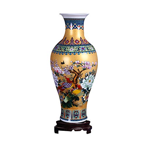 ufengke Jingdezhen Große Fishtail Keramik Bodenvase,Blumenvase,Handgefertigte Dekorative Vase für Hause,Höhe 18.11"(46cm),Golden von ufengke