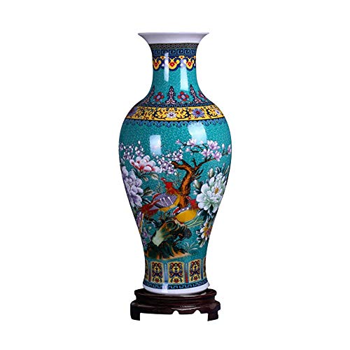 ufengke Jingdezhen Große Fishtail Keramik Bodenvase,Blumenvase,Handgefertigte Dekorative Vase für Hause,Höhe 18.11"(46cm) Blau von ufengke