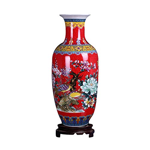 ufengke Jingdezhen Große Keramik-Bodenvase, Blumenvase, handgefertigt, dekorative Vase, Höhe 46 cm, Rot von ufengke