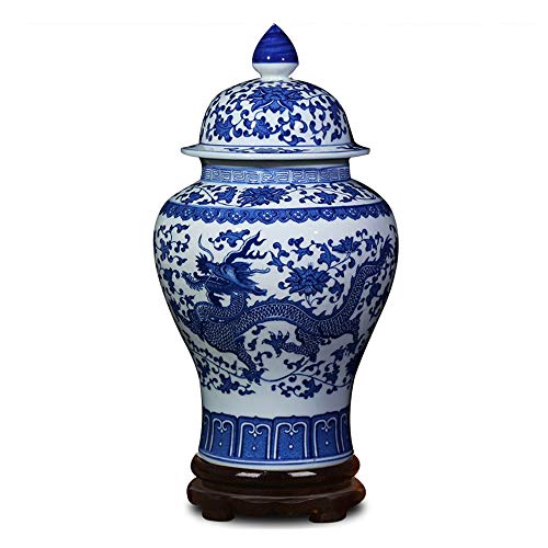 ufengke Jingdezhen Klassische Blaue und Weiße Porzellan Keramik Vase,Drachen Blumenvase,China Ming-Stil,Höhe 15"(38cm) von ufengke