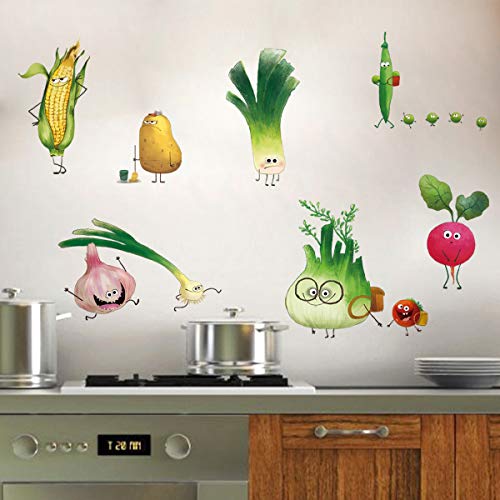 ufengke Wandtattoo Cartoon Gemüse Küche Wandaufkleber Wandsticker Karotte Zwiebel für Esszimmer Schrank Kühlschrank von ufengke