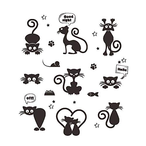 ufengke Wandtattoo Katze schwarz lustig für Lichtschalter oder Steckdose Wandsticker Selbstklebend Klein für Wohnzimmer Schlafzimmer von ufengke