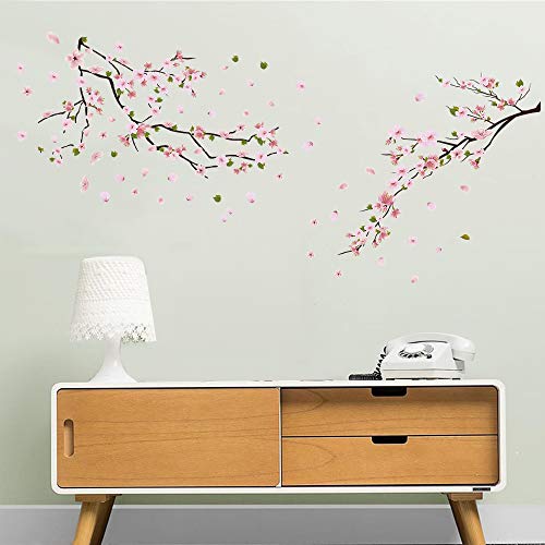 ufengke Wandtattoos Blumen Pfirsichblüte Wandsticker Wandaufkleber Baum AST Wanddeko für kinderzimmer Mädchen Wohnzimmer von ufengke