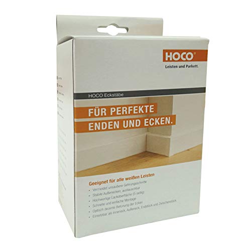 Hoco Eckstäbe, Ecktürme, Innenecken Außenecken aus Holz (lackiert) für weiße Sockelleisten, Inhalt: 15 Stück (61 x 18 x 18 mm (E2), weiss) von uficell